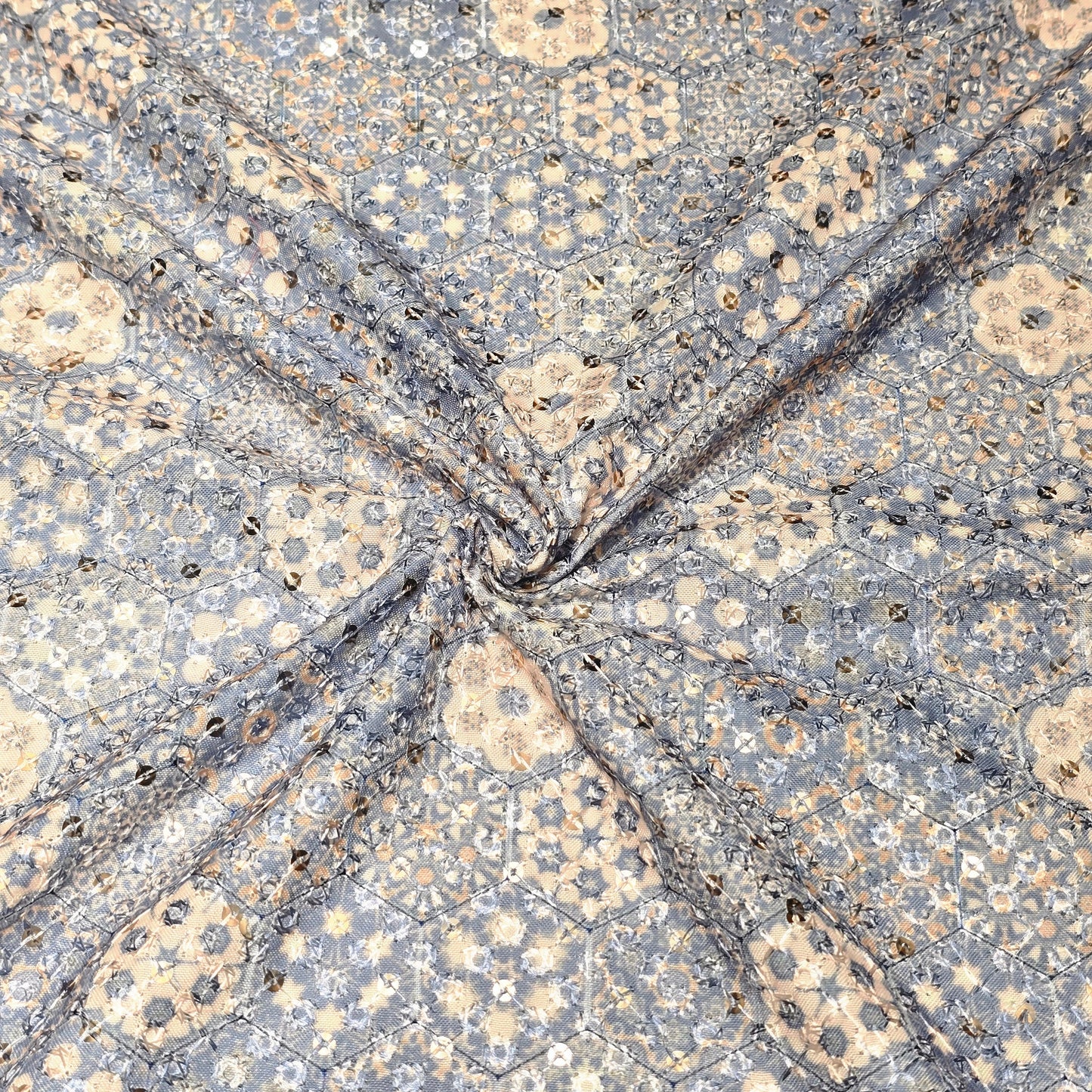 Poly Cotton Embroidered Fabric