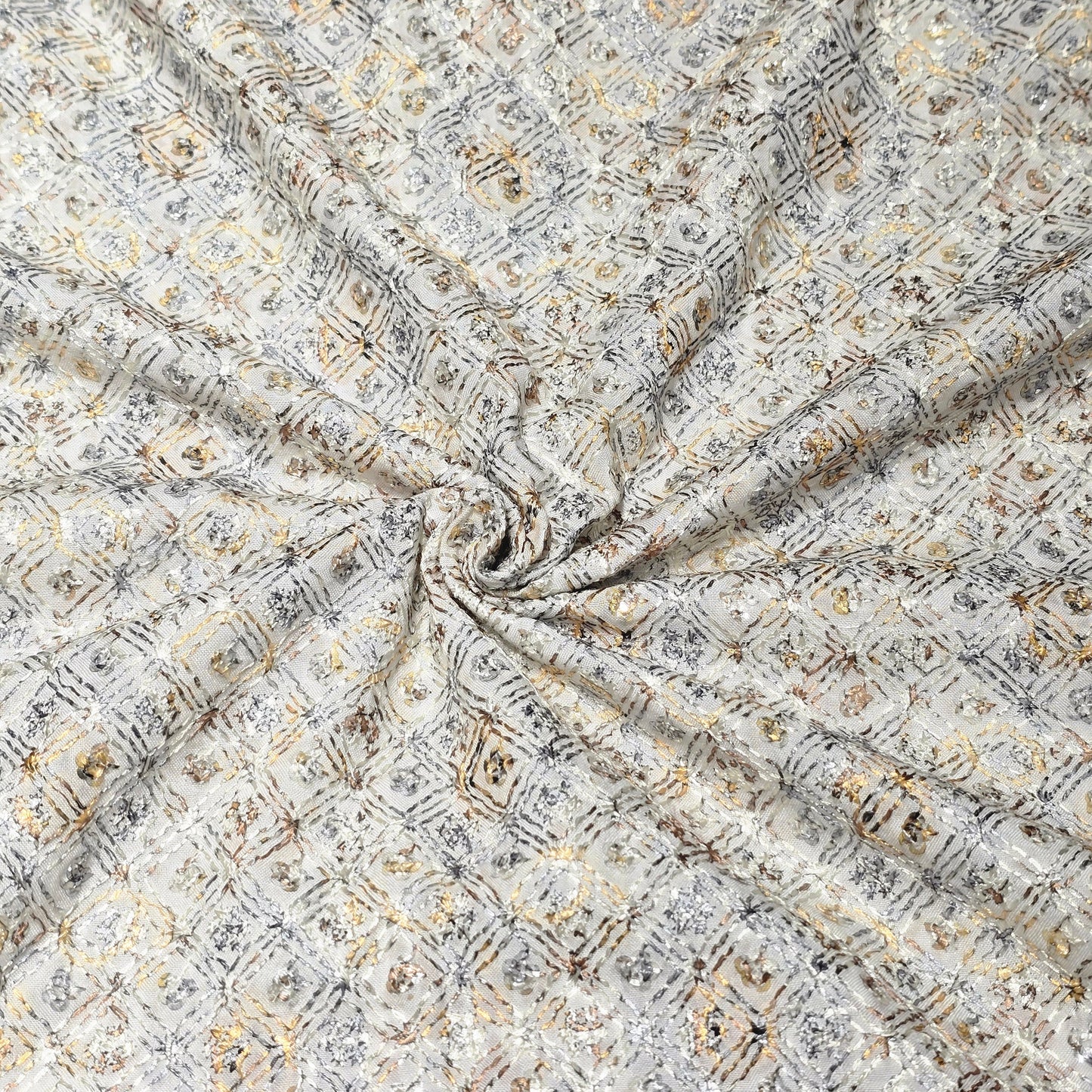 Poly Cotton Embroidered Fabric