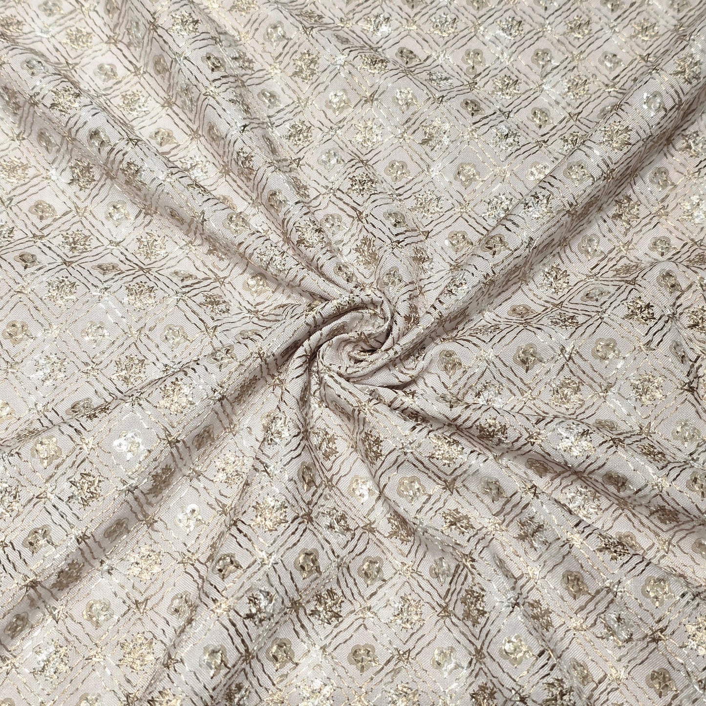 Poly Cotton Embroidered Fabric