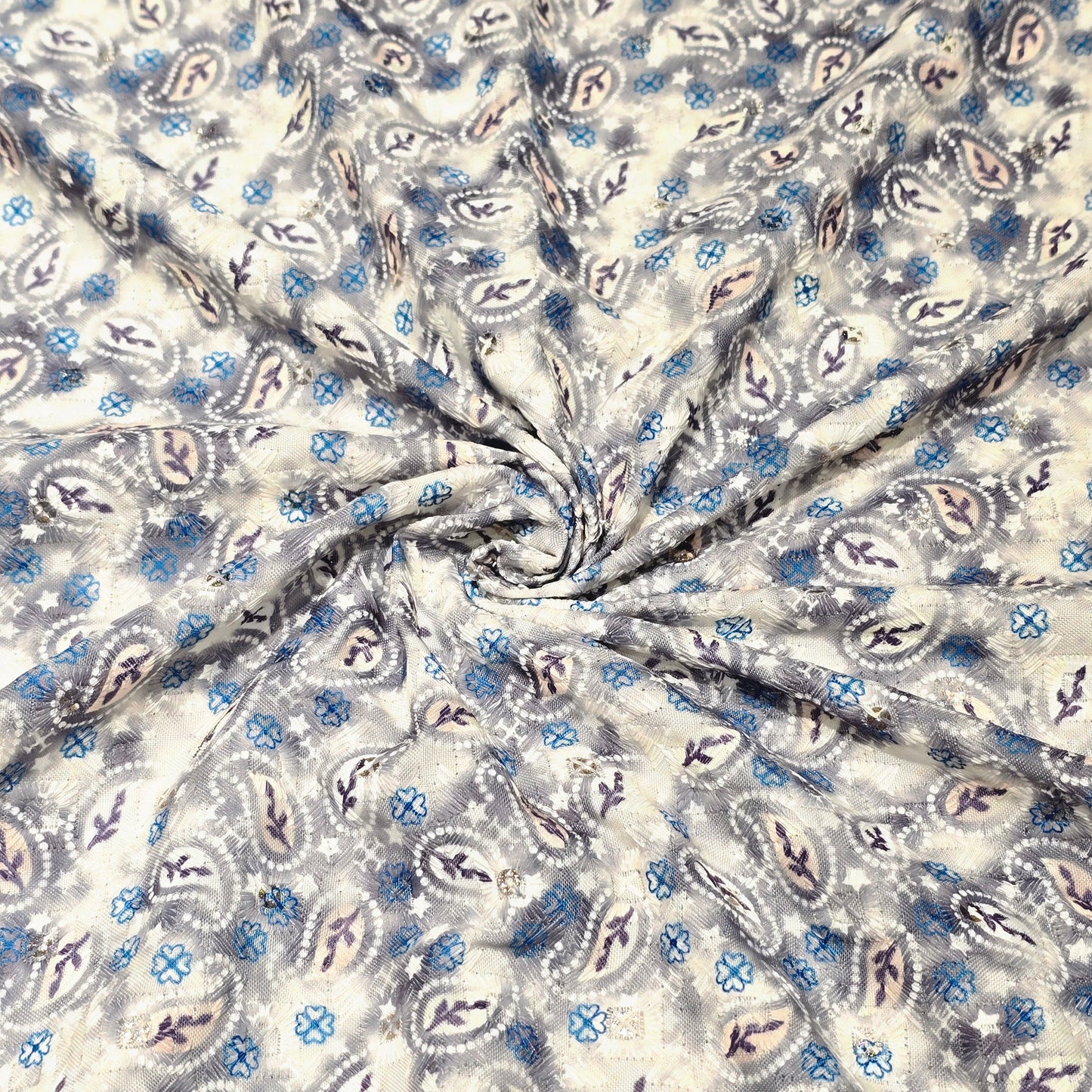 Poly Cotton Embroidered Fabric