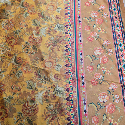 Art Silk Digital Print Fabric with Running Border.
