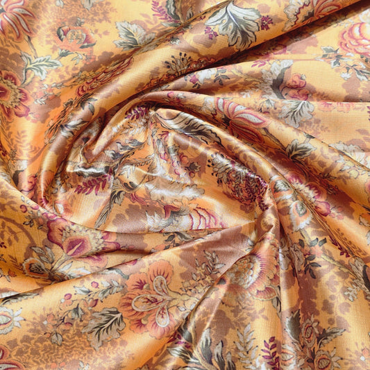 Art Silk Digital Print Fabric with Running Border.