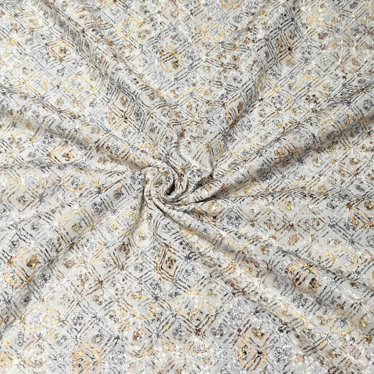 Poly Cotton Embroidered Fabric