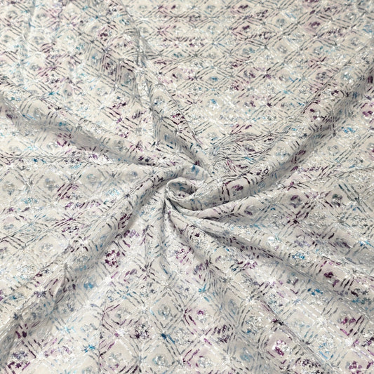 Poly Cotton Embroidered Fabric