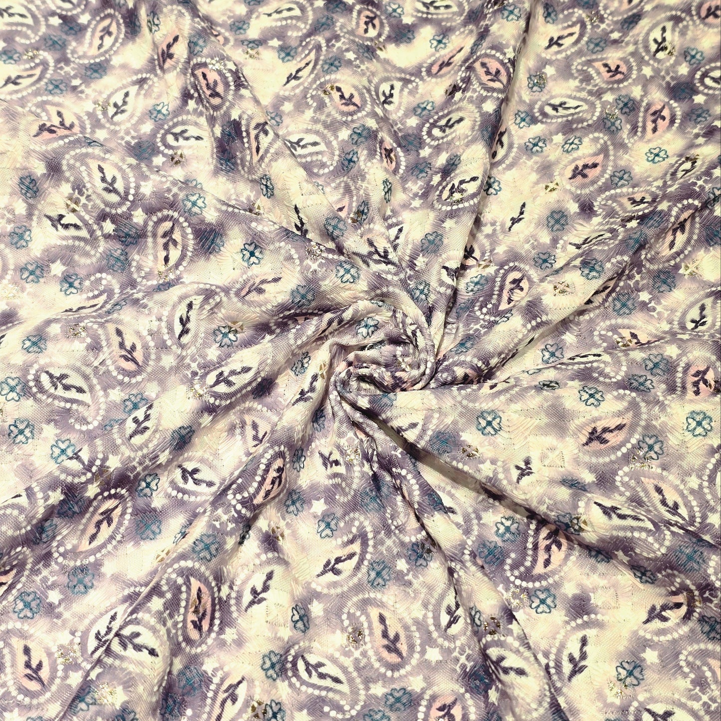 Poly Cotton Embroidered Fabric