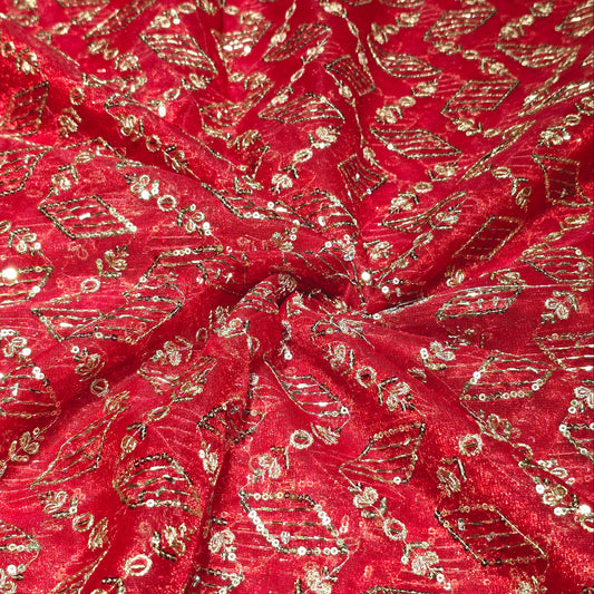 Shimmer Net Embroidered Fabric