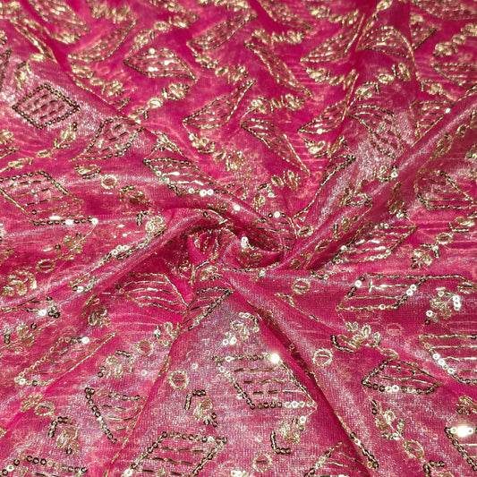 Shimmer Net Embroidered Fabric